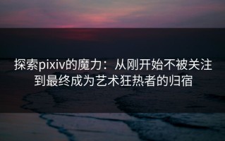 探索pixiv的魔力：从刚开始不被关注到最终成为艺术狂热者的归宿