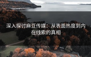 深入探讨麻豆传媒：从表面热度到内在线索的真相