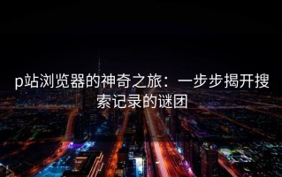 p站浏览器的神奇之旅：一步步揭开搜索记录的谜团