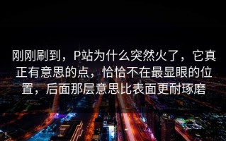 刚刚刷到，P站为什么突然火了，它真正有意思的点，恰恰不在最显眼的位置，后面那层意思比表面更耐琢磨