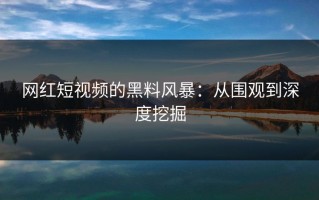 网红短视频的黑料风暴：从围观到深度挖掘