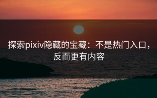 探索pixiv隐藏的宝藏：不是热门入口，反而更有内容