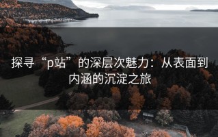 探寻“p站”的深层次魅力：从表面到内涵的沉淀之旅
