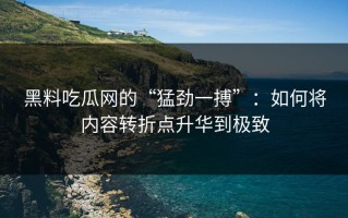 黑料吃瓜网的“猛劲一搏”：如何将内容转折点升华到极致
