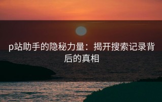 p站助手的隐秘力量：揭开搜索记录背后的真相