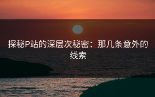 探秘P站的深层次秘密：那几条意外的线索