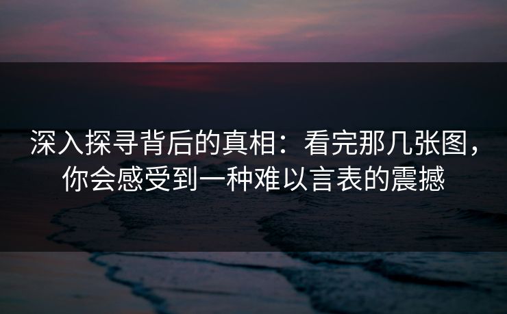深入探寻背后的真相：看完那几张图，你会感受到一种难以言表的震撼-第1张图片-p站网页版影视网 - p站内容页