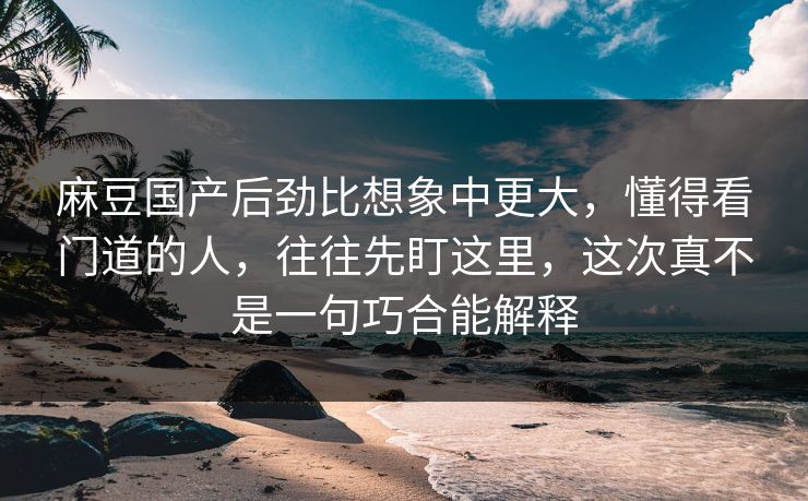 麻豆国产后劲比想象中更大，懂得看门道的人，往往先盯这里，这次真不是一句巧合能解释-第1张图片-p站网页版影视网 - p站内容页