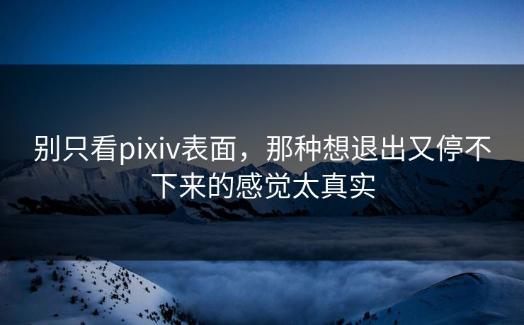 别只看pixiv表面，那种想退出又停不下来的感觉太真实-第1张图片-p站网页版影视网 - p站内容页